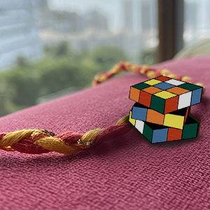Rubick's Cube: Hand Painted Rakhi